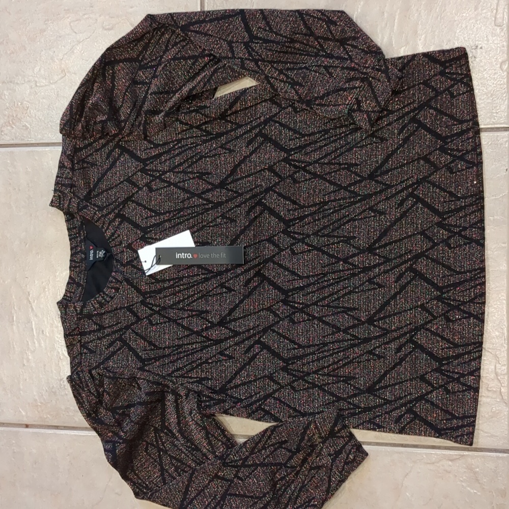 Intro Womens Metallic Top Blouse NWT Size PMedium